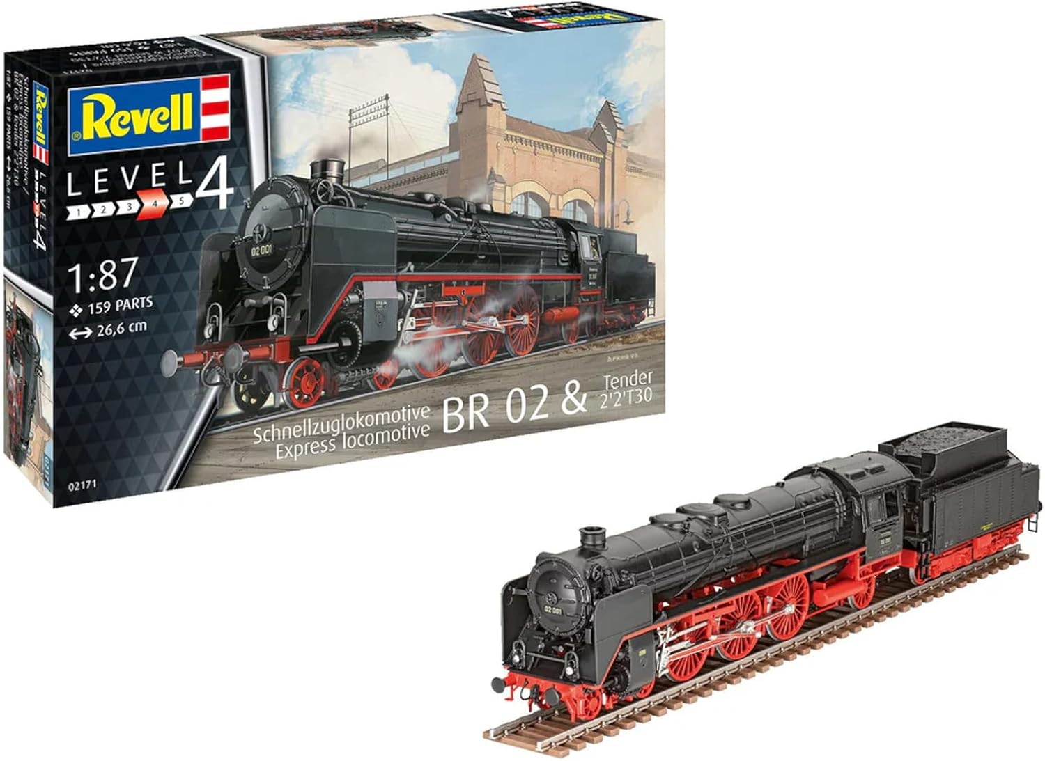 Revell 1/87  Express Locomotive BR02 & Tender 2'2' T30 Train Model Kit