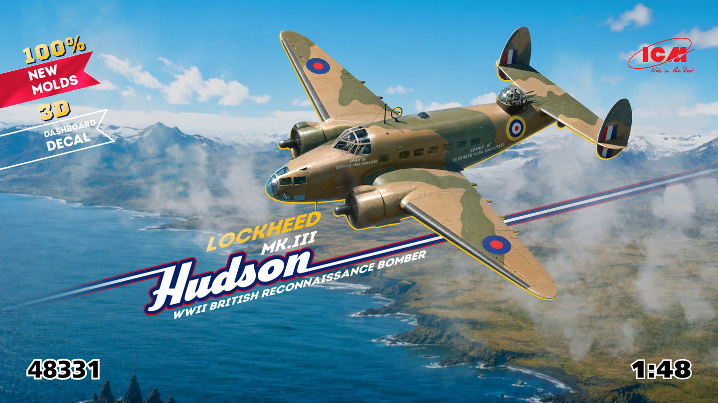 ICM 1/48 Lockheed Hudson Mk III British Reconnaissance Bomber Scale Model Kit