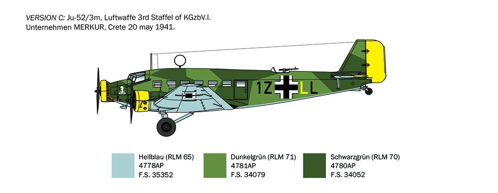 Italeri 1/72 Junkers Ju-52/3m Aircraft Scale Model Kit 102