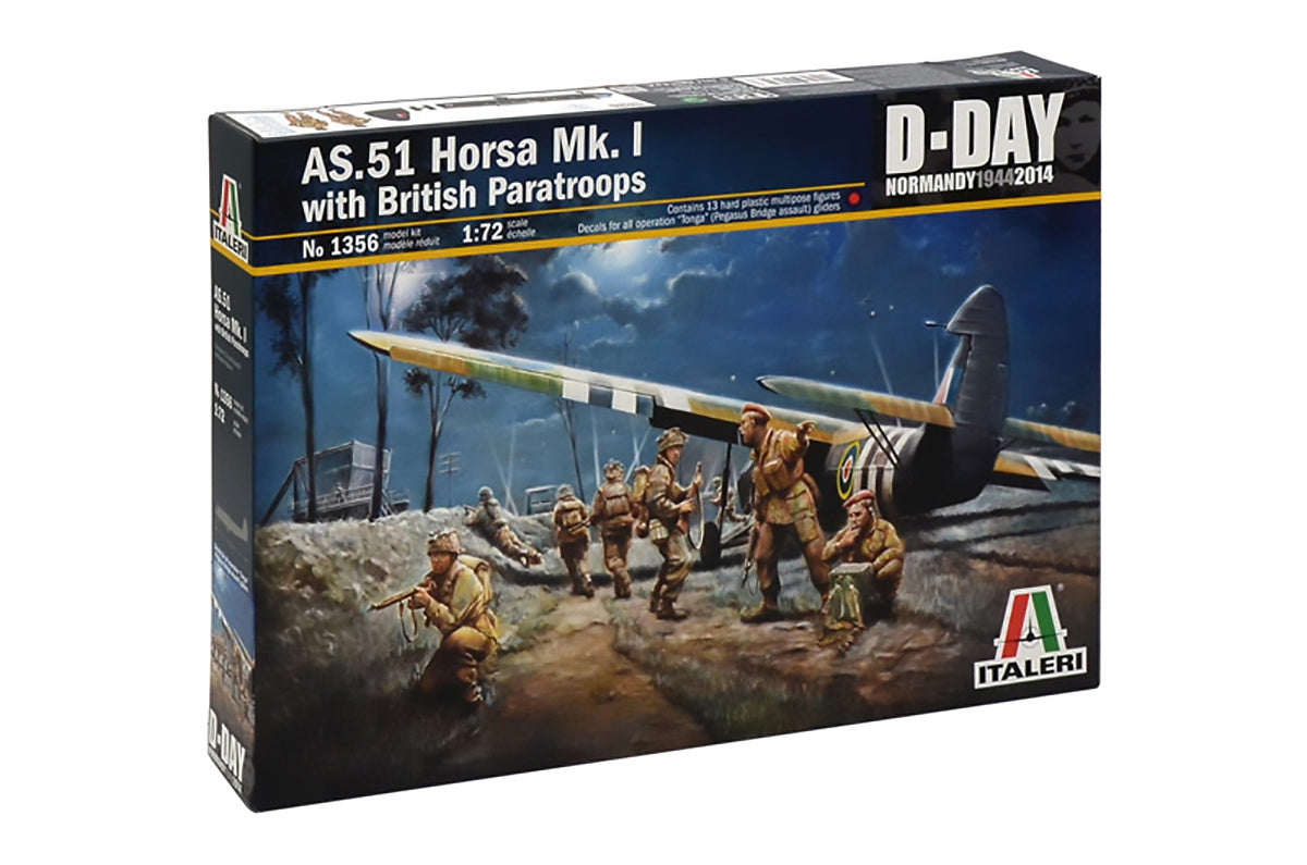 Italeri 1/72 RAF AS.51 HORSA Mk.I/II & British Paratroopers Plane & Figures 1356 *