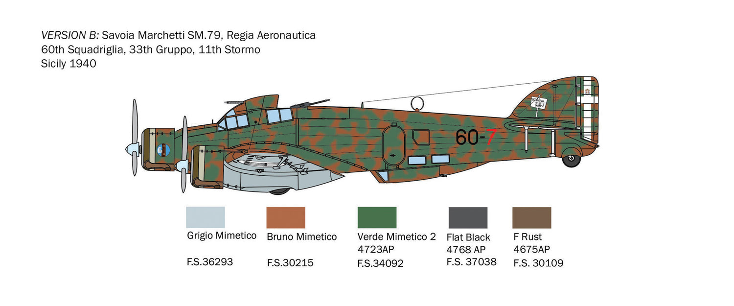 Italeri S.M. 79 Sparviero Bomber 1/72 Scale Plane Model Kit 1412 NEW MOLD