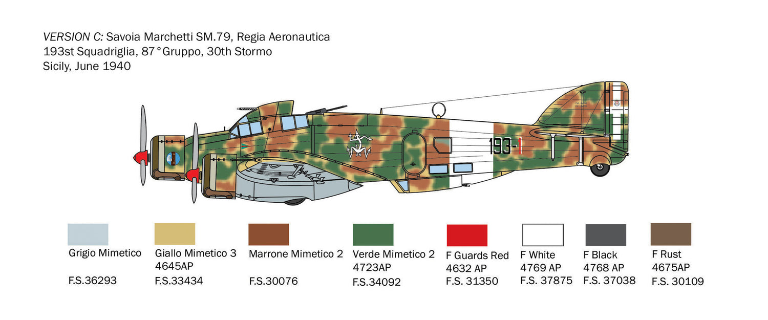 Italeri S.M. 79 Sparviero Bomber 1/72 Scale Plane Model Kit 1412 NEW MOLD