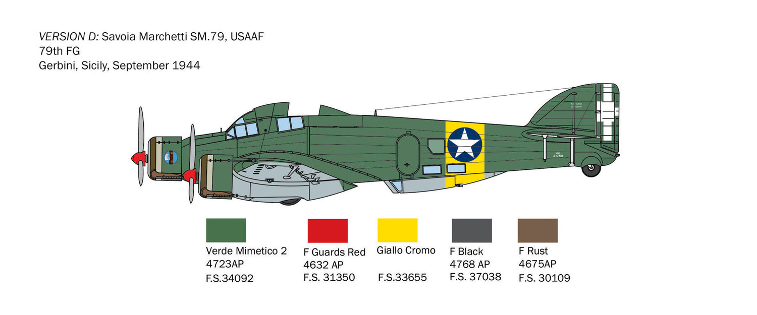 Italeri S.M. 79 Sparviero Bomber 1/72 Scale Plane Model Kit 1412 NEW MOLD