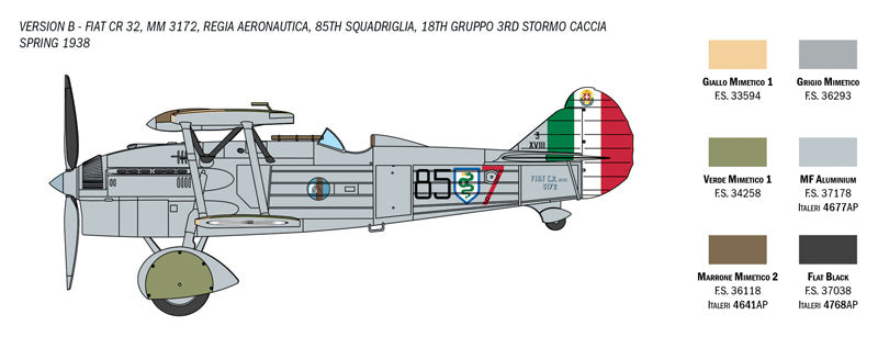 Italeri 1/72 Fiat CR 32 Freccia Spanish Plane Model Kit 1438