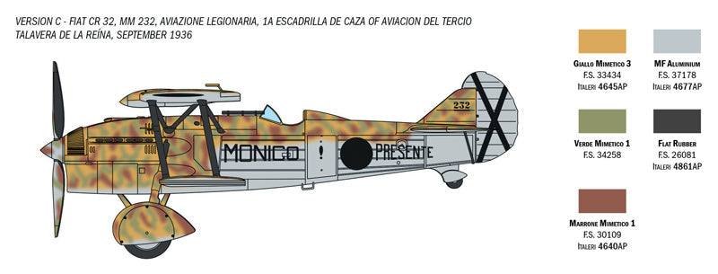 Italeri 1/72 Fiat CR 32 Freccia Spanish Plane Model Kit 1438