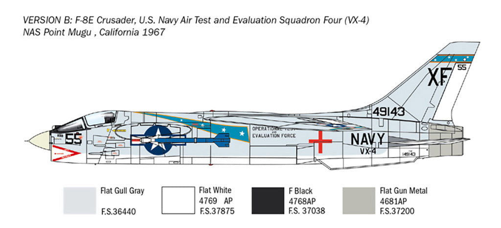 Italeri 1/72 F-8E Crusader Fighter Jet Scale Model Kit 1456
