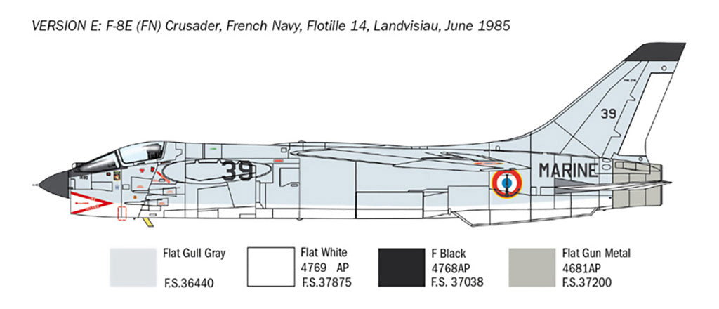 Italeri 1/72 F-8E Crusader Fighter Jet Scale Model Kit 1456