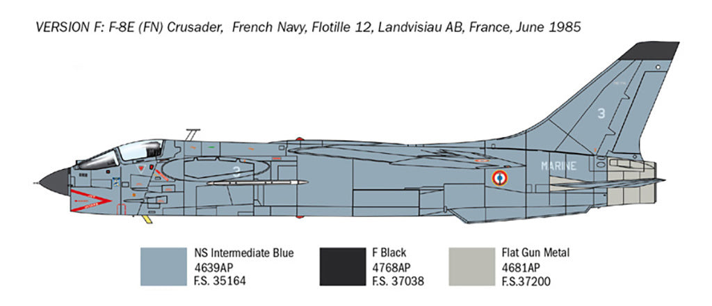 Italeri 1/72 F-8E Crusader Fighter Jet Scale Model Kit 1456