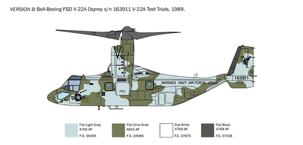 Italeri 1/72 V-22A Osprey Scale Model Kit 1463