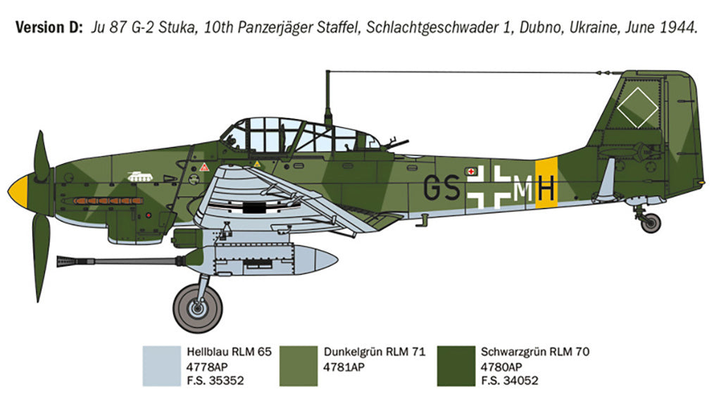 Italeri 1:72 Ju 87 G-2 Kanonenvogel Fighter Plane Scale Model Kit 1466
