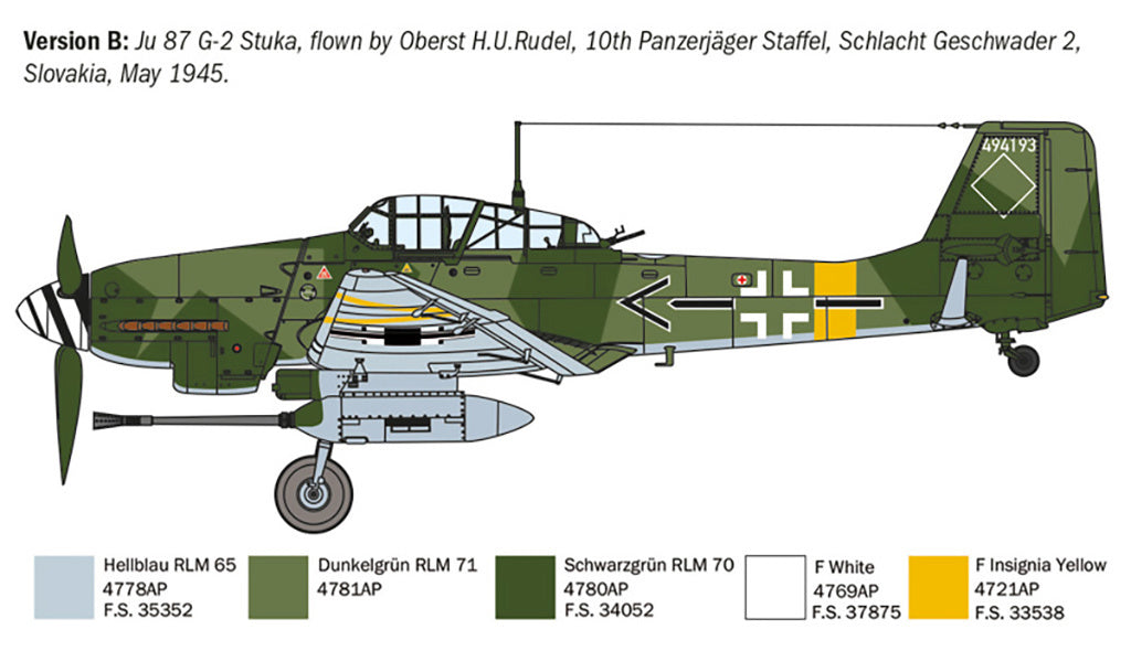 Italeri 1:72 Ju 87 G-2 Kanonenvogel Fighter Plane Scale Model Kit 1466