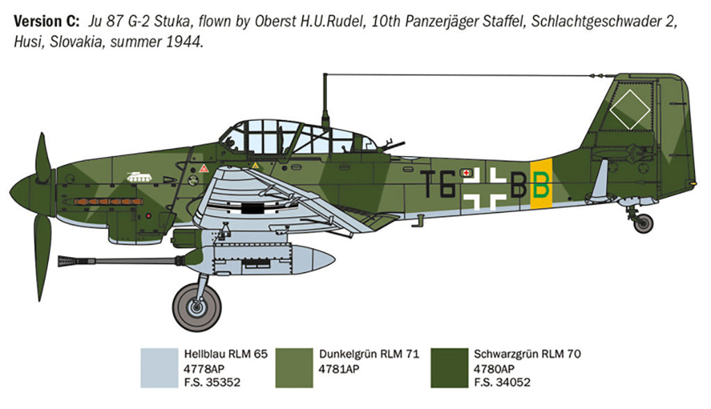 Italeri 1:72 Ju 87 G-2 Kanonenvogel Fighter Plane Scale Model Kit 1466