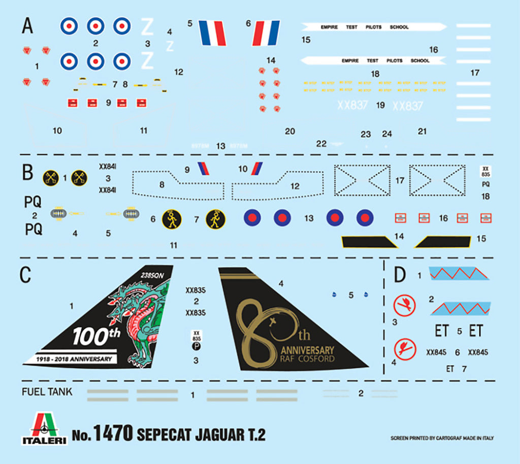 Italeri 1/72 RAF Jaguar T.2 Trainer Fighter Plane Scale Model Kit 1470 *