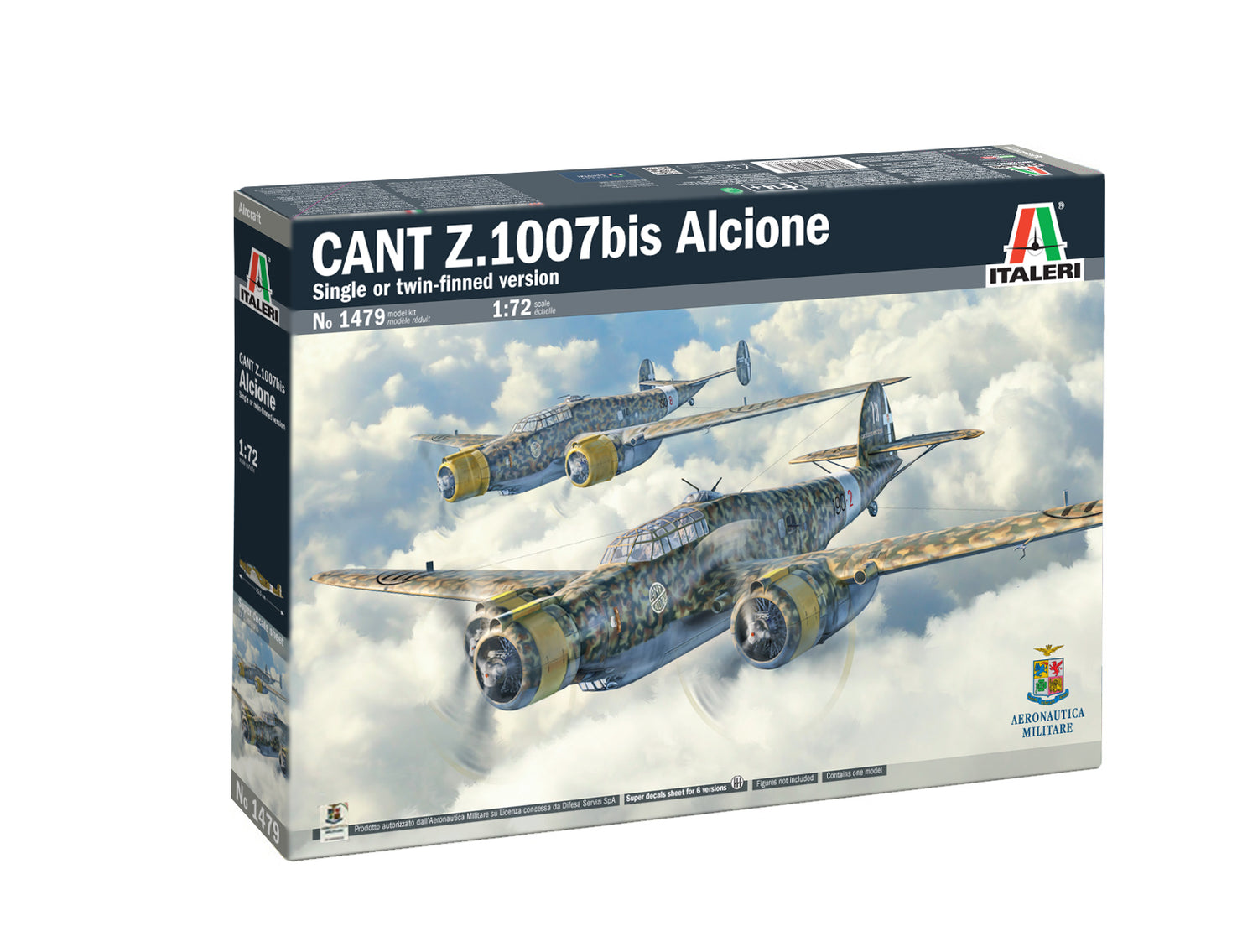Italeri NEW MOLD  CANT Z.1007 Alcione Bomber single / twin finned 1/72 Model Aircraft Kit 1479
