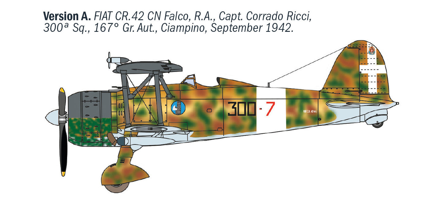 Italeri FIAT CR.42 CN “Falco” Night Fighter Byplane 1/72 Scale Model Kit 1485