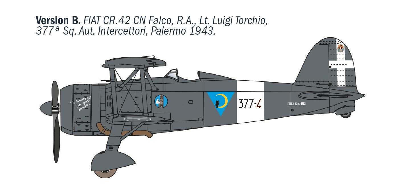 Italeri FIAT CR.42 CN “Falco” Night Fighter Byplane 1/72 Scale Model Kit 1485