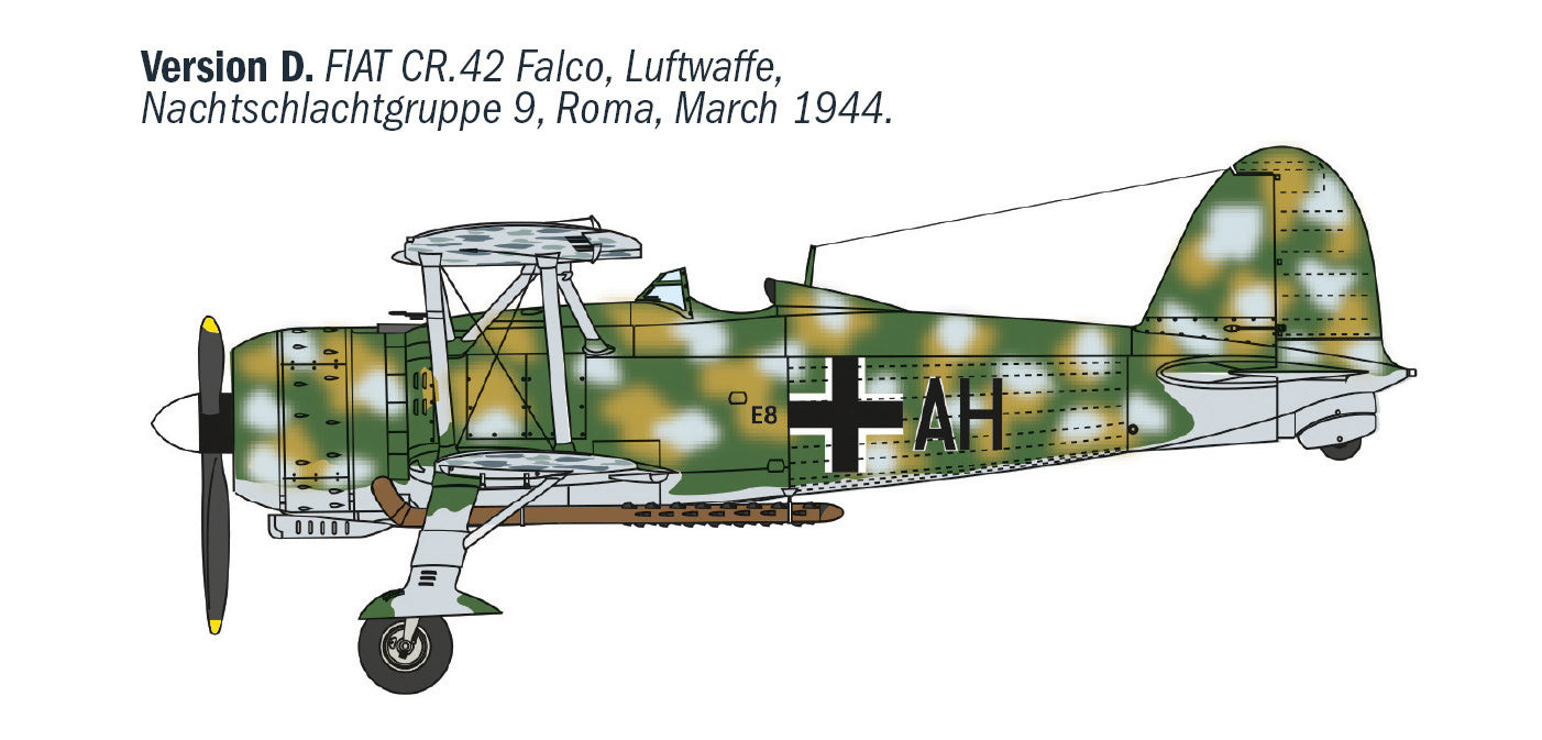 Italeri FIAT CR.42 CN “Falco” Night Fighter Byplane 1/72 Scale Model Kit 1485
