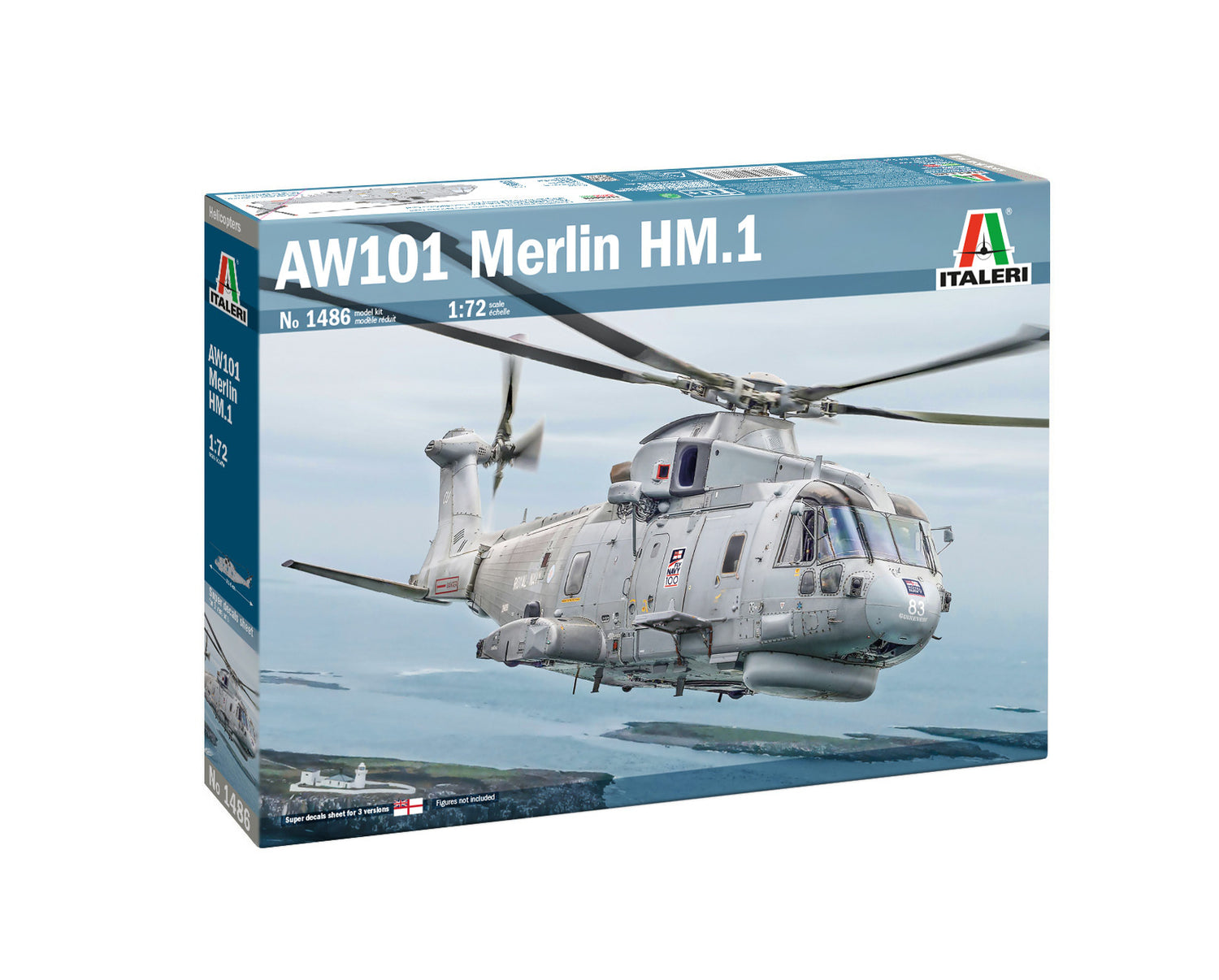 Italeri 1/72 Helicopter AW-101 Merlin HM.1 Military Model Kit 1486