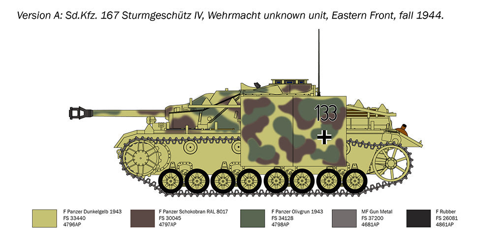 Italeri Sd.Kfz. 167 Sturmgeschütz IV RR Tank Military 1/35 Scale Model Kit