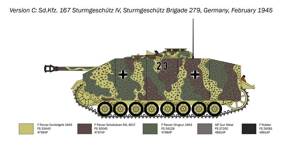 Italeri Sd.Kfz. 167 Sturmgeschütz IV RR Tank Military 1/35 Scale Model Kit