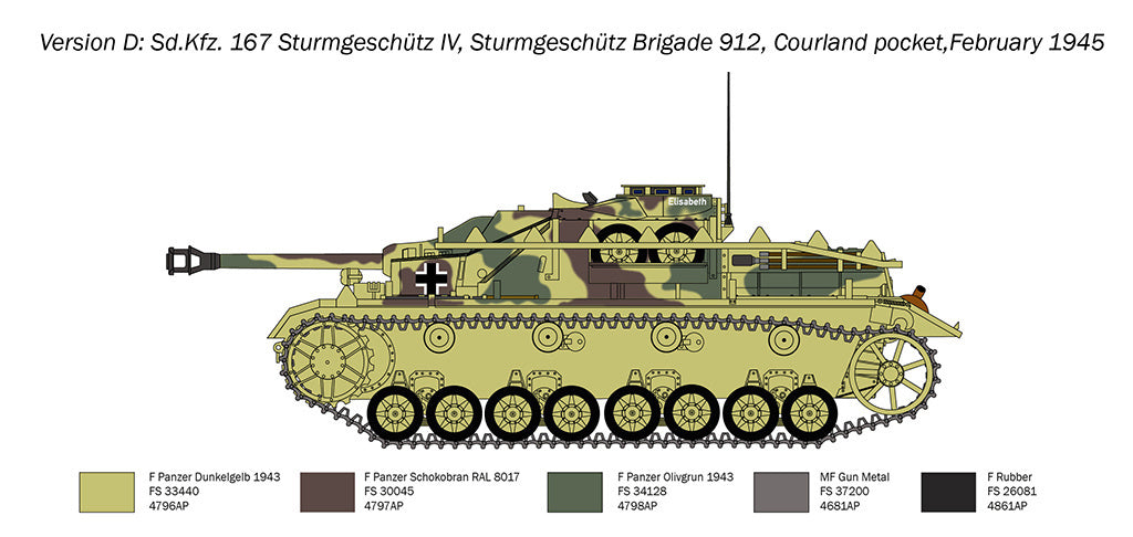 Italeri Sd.Kfz. 167 Sturmgeschütz IV RR Tank Military 1/35 Scale Model Kit