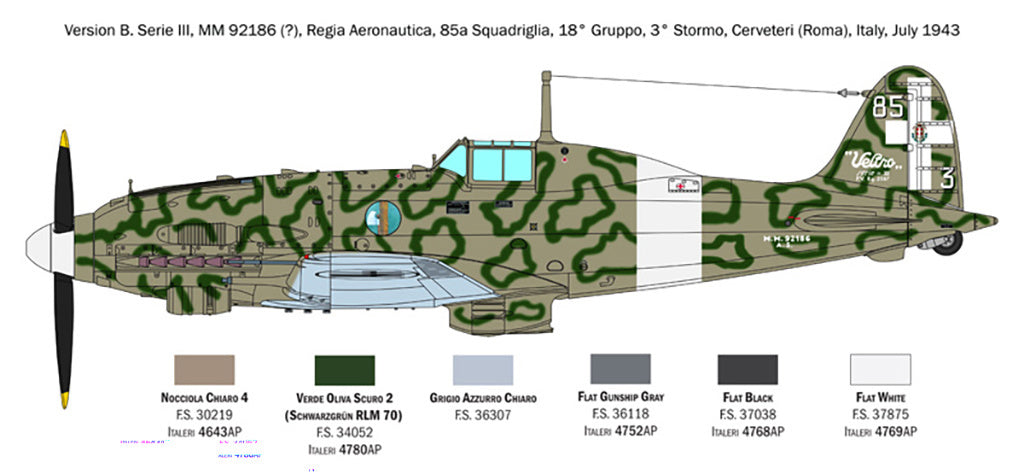 Italeri 1/32 Macchi MC.205 “Veltro” Aircraft Scale Model Kit 2519