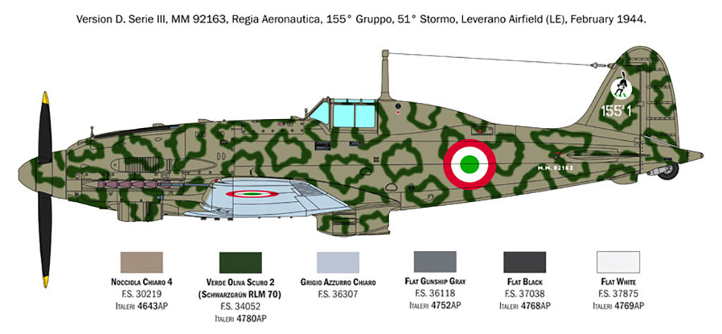 Italeri 1/32 Macchi MC.205 “Veltro” Aircraft Scale Model Kit 2519