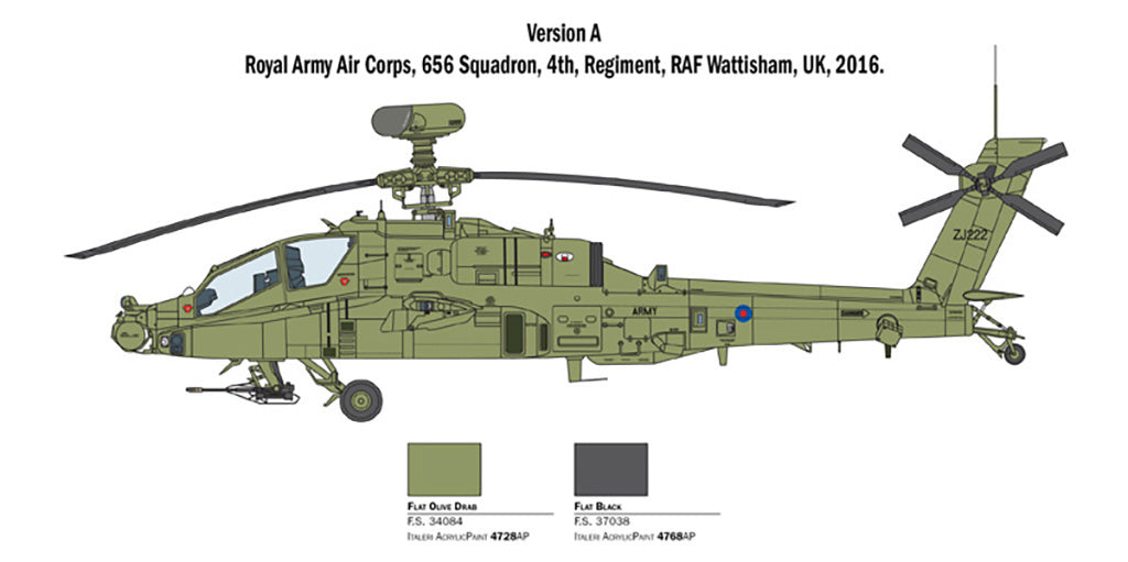 Italeri  1/48 British Army Air Corps AH64D APACHE LONGBOW Helicopter model 2748*
