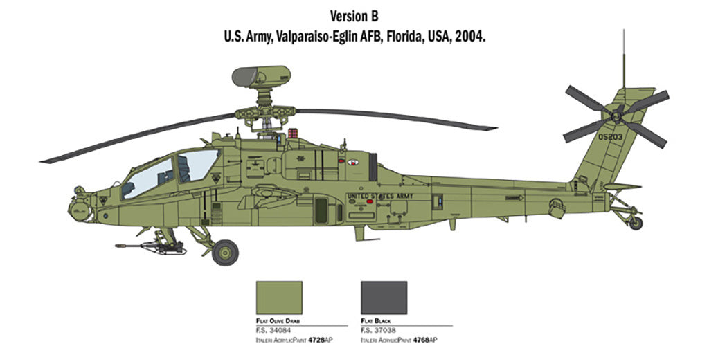 Italeri  1/48 British Army Air Corps AH64D APACHE LONGBOW Helicopter model 2748*