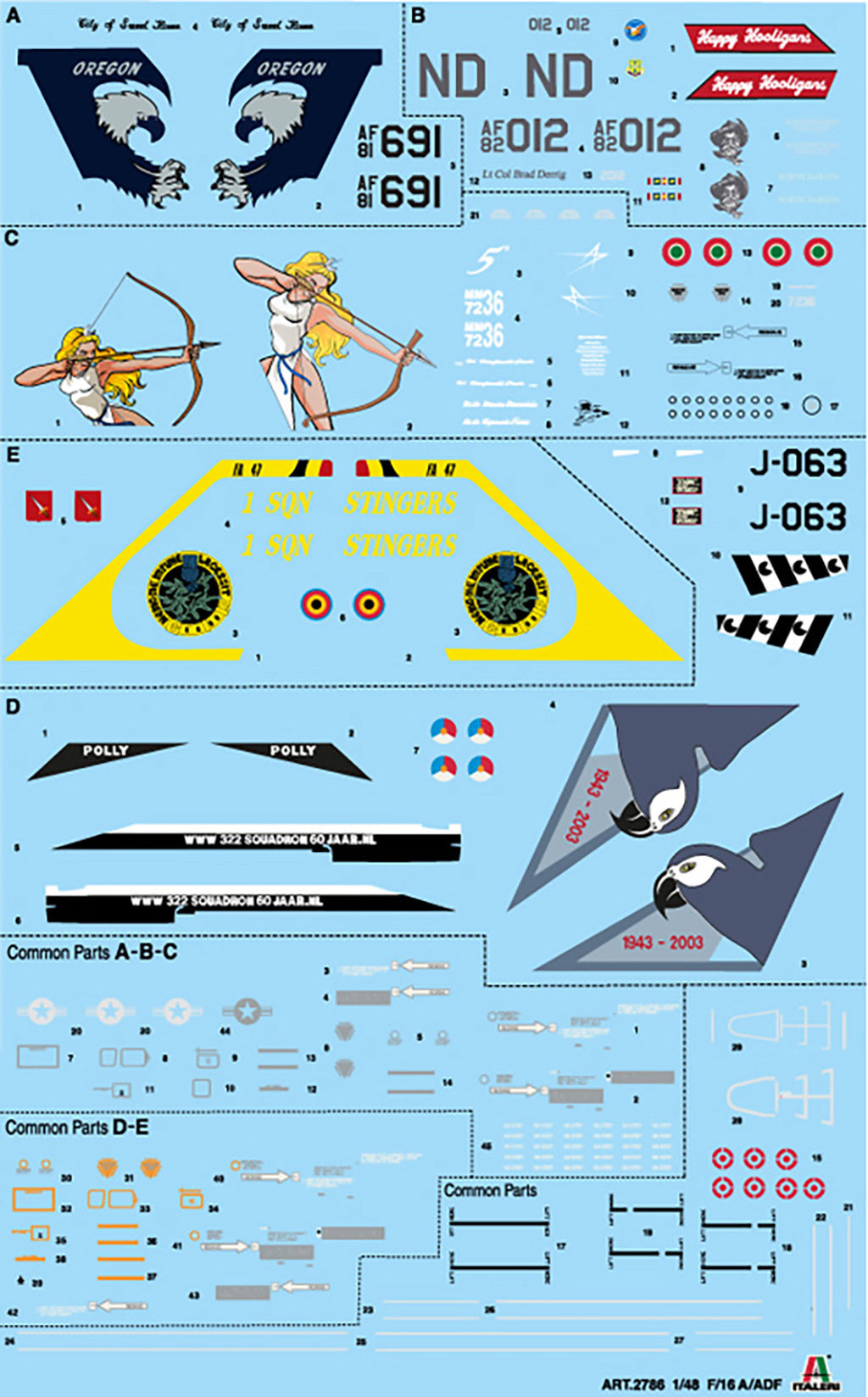 Italeri F-16A Fighting Falcon 1/48 Plane Model Kit 2786