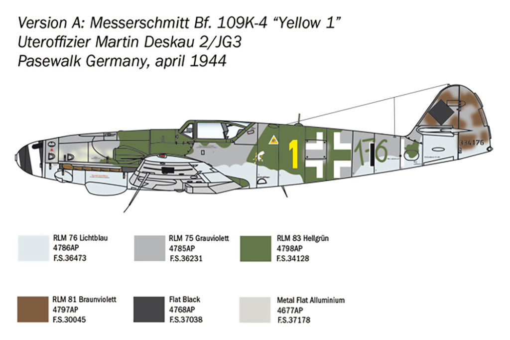 Italeri 1/48 Bf 109 K-4 1/48 Scale model Fighter plane Set 2805*