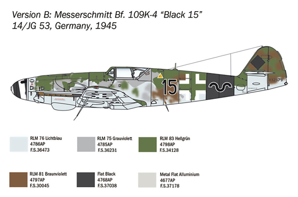 Italeri 1/48 Bf 109 K-4 1/48 Scale model Fighter plane Set 2805*