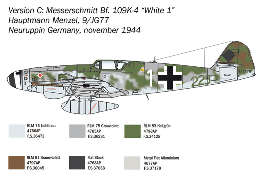 Italeri 1/48 Bf 109 K-4 1/48 Scale model Fighter plane Set 2805*