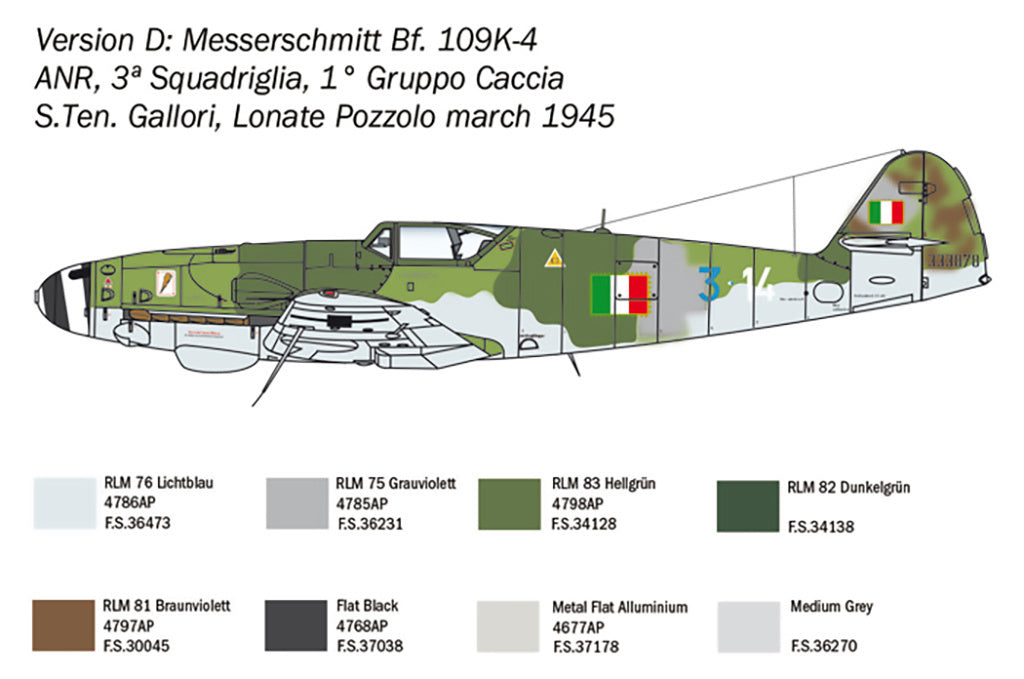 Italeri 1/48 Bf 109 K-4 1/48 Scale model Fighter plane Set 2805*