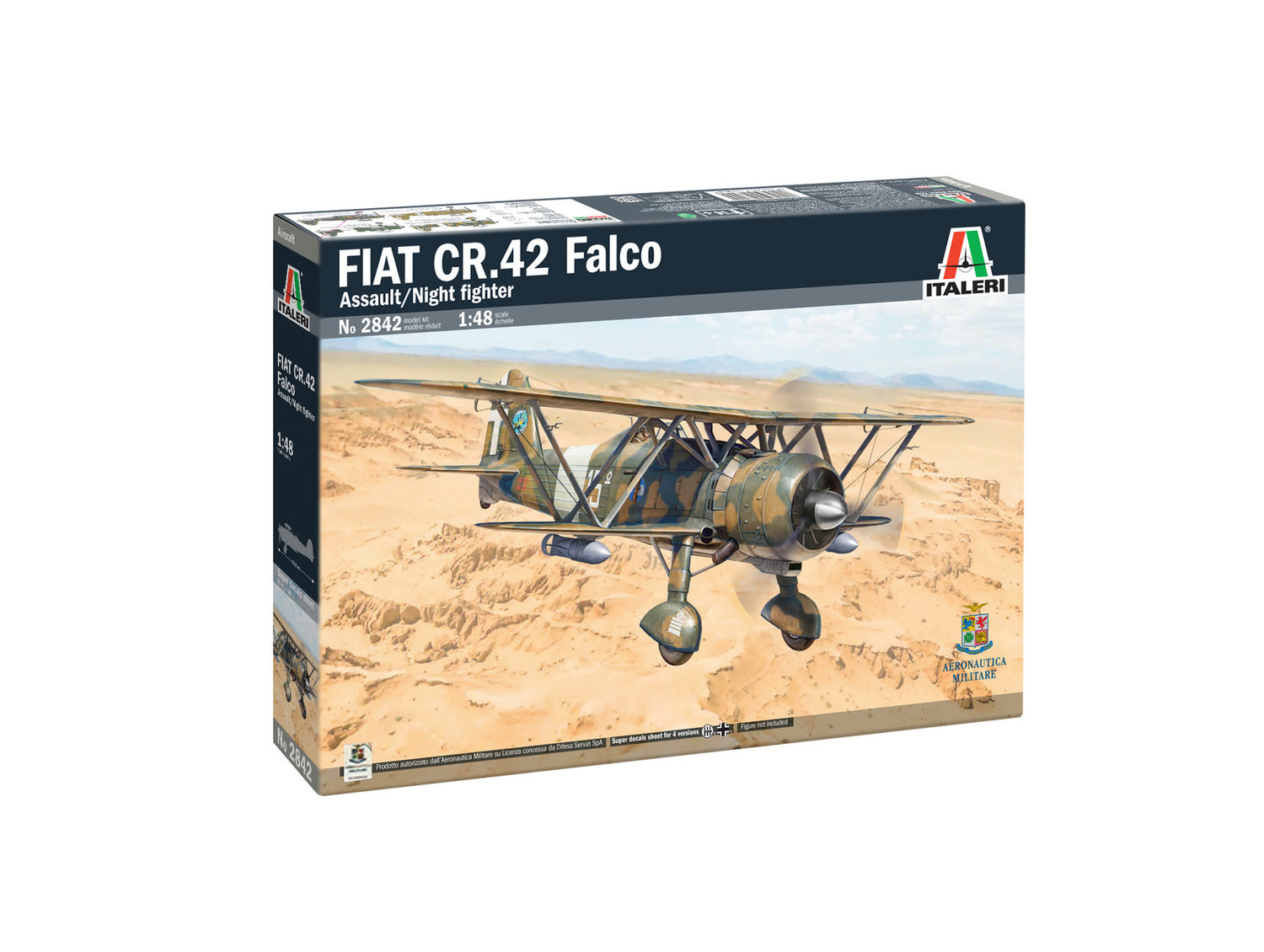 Italeri 1/48 FIAT CR.42 Falco Assault/Night Fighter Scale model plane kit 2842*
