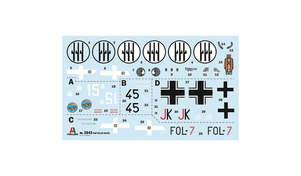 Italeri 1/48 FIAT CR.42 Falco Assault/Night Fighter Scale model plane kit 2842*