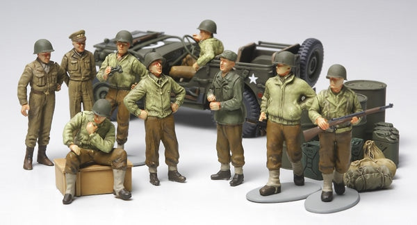 Tamiya 1/48 U.S. Army WWII Infantry at Rest with Jeep Scale Model Kit 32552