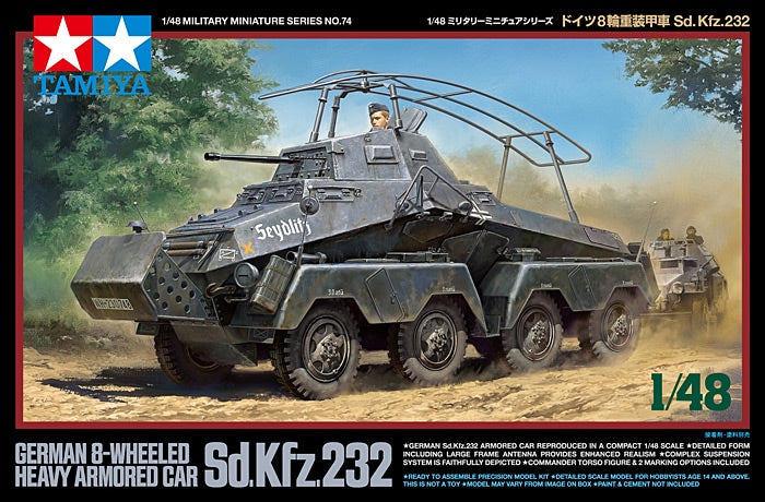 Tamiya 1/48 GERMAN 8-WHEELED SD.KFZ.232 Military Scale Model Kit 32574