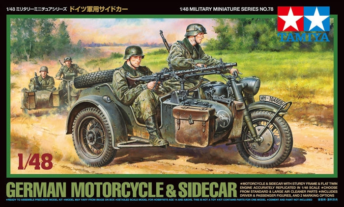 Tamiya 1/48 GERMAN MOTORCYCLE / SIDECAR model kit 32578