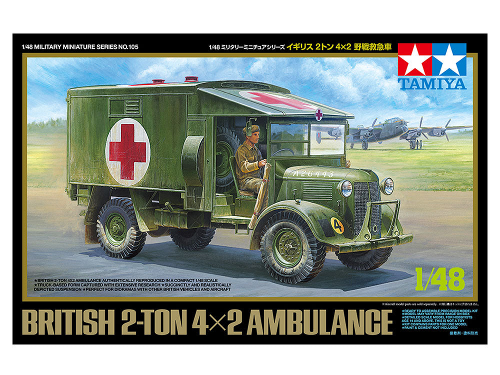 Tamiya 1/48 British 2t 4x2 Ambulance Military Truck Scale Model Kit 32605