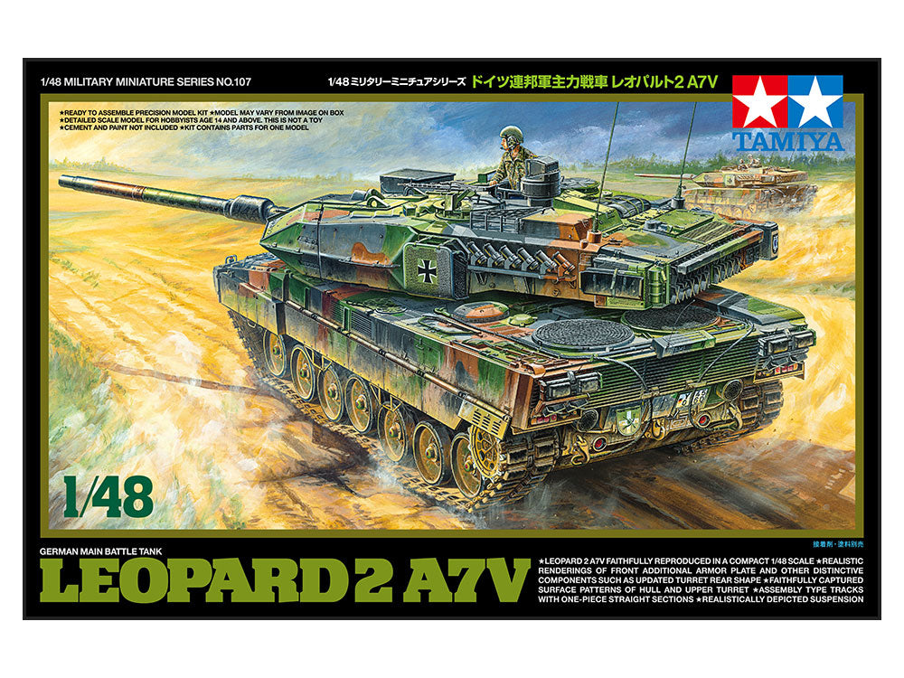 Tamiya 1/48 German Main Battle Tank Leopard 2 A7V Scale Model Kit 32607