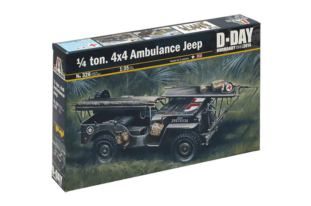 Italeri 1/35 1/4 TON. 4x4 AMBULANCE JEEP Military Scale model Kit 326