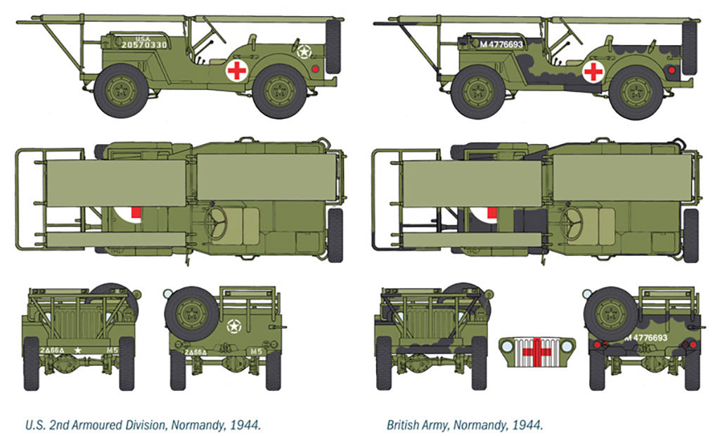 Italeri 1/35 1/4 TON. 4x4 AMBULANCE JEEP Military Scale model Kit 326