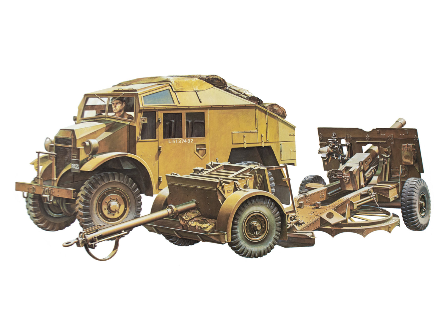 Tamiya 1/35 British 25-pdr Field Gun & Quad Gun Tractor  military model Kit 3504
