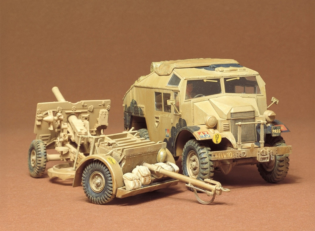 Tamiya 1/35 British 25-pdr Field Gun & Quad Gun Tractor  military model Kit 3504