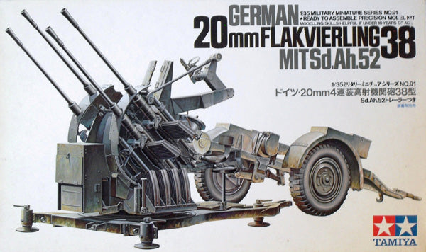 Tamiya 1/35 German 2cm Flakvierling 38 Model Kit 35091