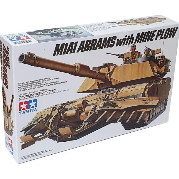 Tamiya 1/35 U.S. M1A1 ABRAMS W/ MINE PLOW Scale Tank kit 35158
