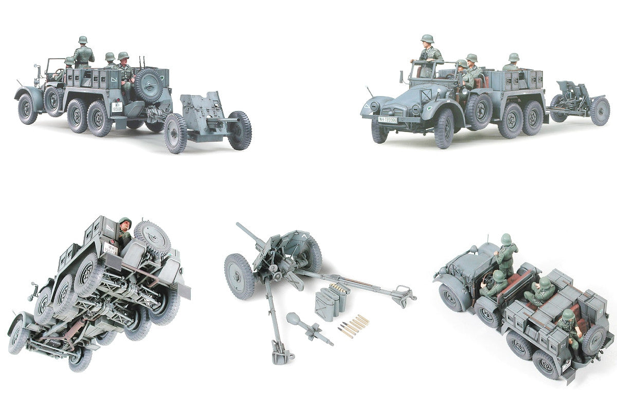 Tamiya 1:35 Krupp Towing Truck with 37mm Pak Military Scale Model Kit 35259