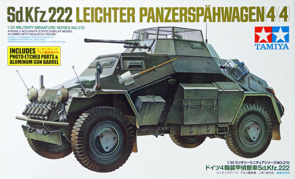 Tamiya 1/35 SD.KFZ 222 W/PHOTO ETCHED PART Scale Model Set 35270