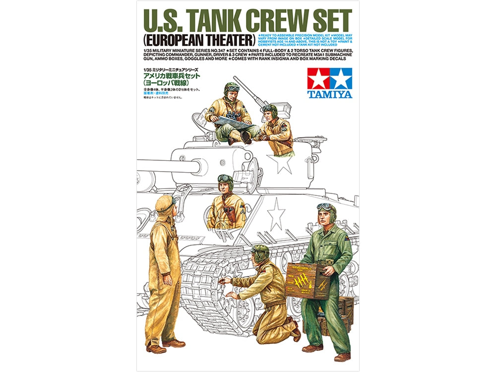 Tamiya 1/35 US TANK CREW SET Figures European Theatre Military Scale Model Kit